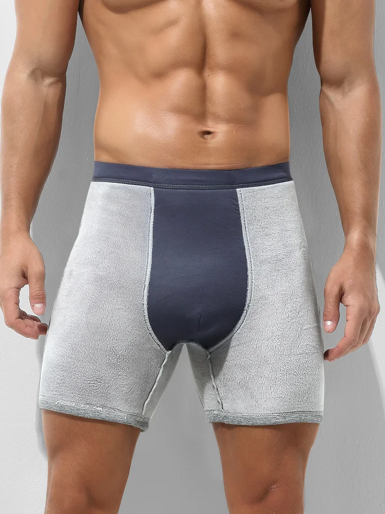 

5 шт., мужское термобелье, мужские флисовые толстые противоизносные удлиненные боксеры, осенне-зимние шорты-боксеры среднего возраста