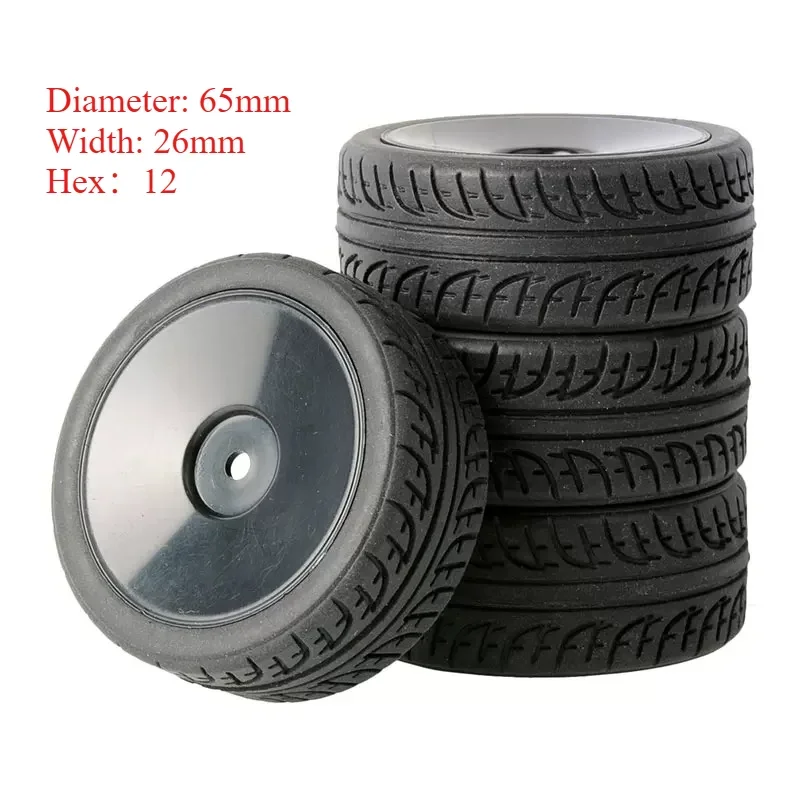 4pcs 65mm 1/10 1/12 1/14 flat tires touring car road racing street tires strong grip 94123 HSP 94122 cherry blossom D3 D4 6087