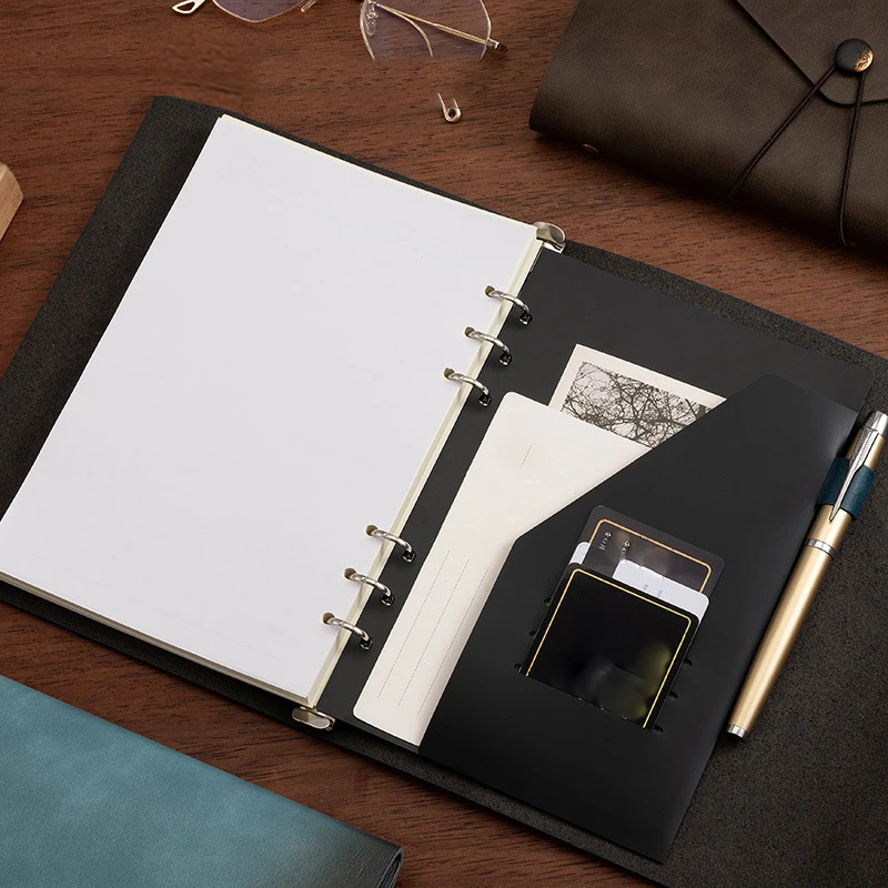 A5 Retro PU Leather Loose-leaf Notebook Soft Leather Gradient Color Travel Diary Portable Handbook Gifts