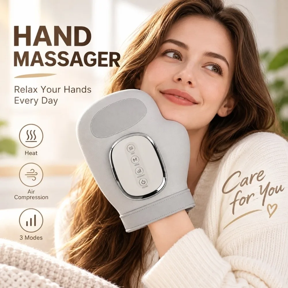 Hand Relaxation Lightweight Hand Massager Heat Air Compression Massager Finger Massager Portable Hand Care Massager Travel Use