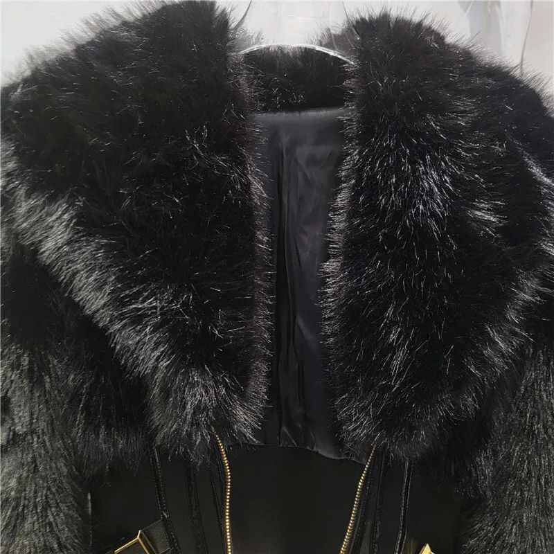 Hksh 2025 inverno novas mulheres casaco curto falso fu patxhwork zíper cintura cinching fino ajuste streetwear luxo ins jaqueta quente hk14812