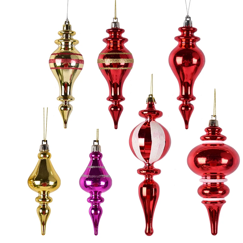 12/15/20cm Christmas Decorations Color Gourd Hanging Home Decor 2023 New Year Craft Pendant Christmas Tree Water Drop Pendant