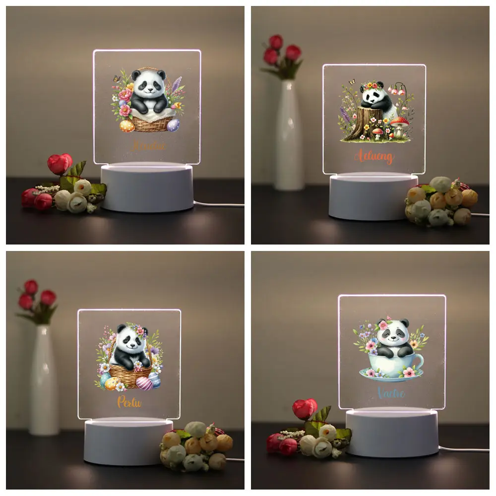 1pc Personalize Custom Panda Fashion Color Changeable Table Lamp 3D Visual Night Lamp Acrylic Led Night Lamp 3d Illusion Light