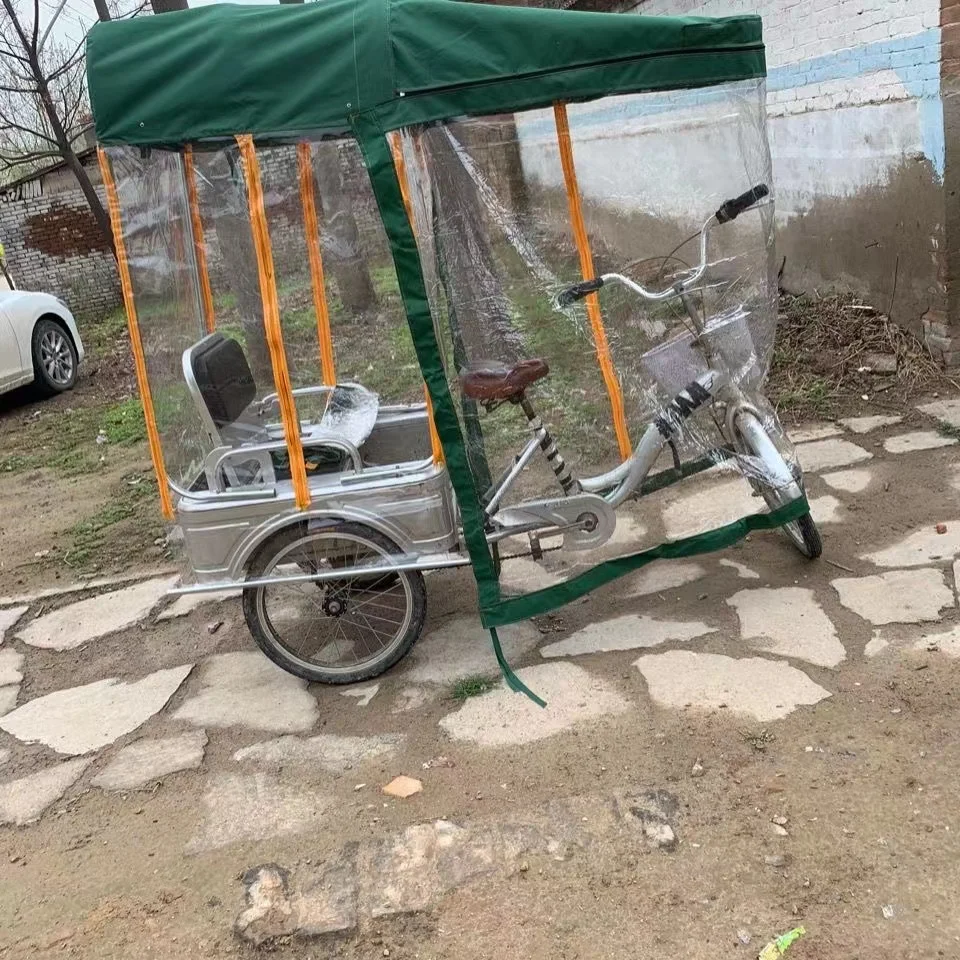 Fully Transparent Pedal Tricycle Canopy Fully Enclosed and Thickened Rain Shelter for Human Tricycle Canopy  Sun Shading