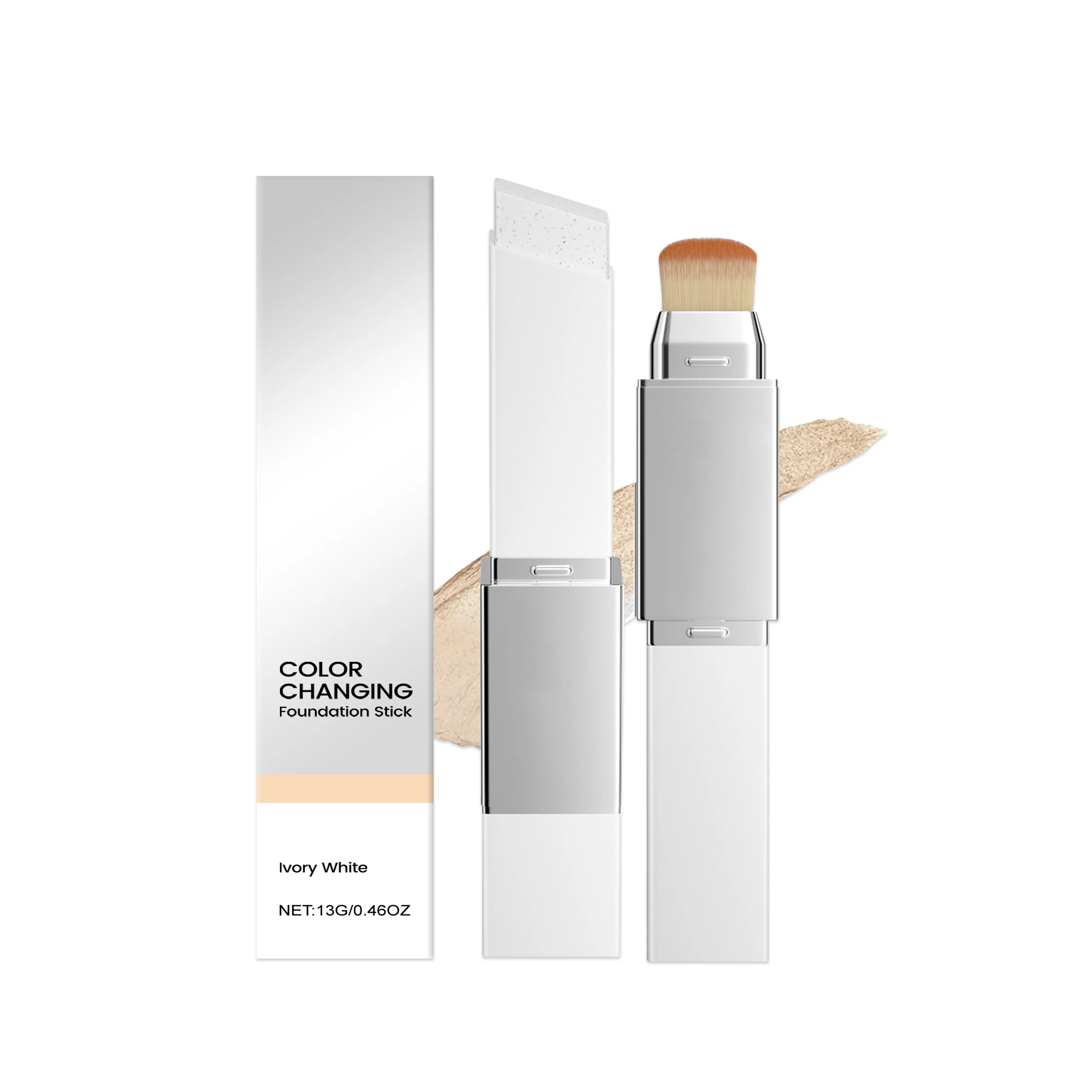 2 In 1 Color Changing Foundation Stick Brightening Lightweight Moisturizing Long-Lasting Coverage Waterproof Sweatproof Makeup