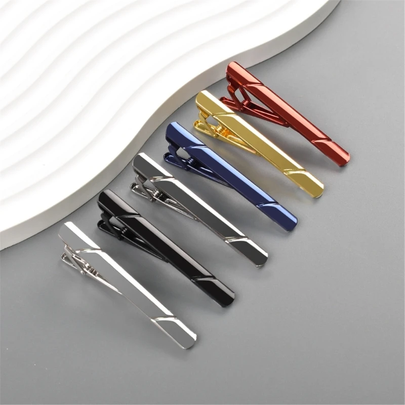 DXAE 6PCS Elegant Men's Tie Clip Set With Geometric Design And Electroplated Color Suit Tie Pin For Business Formal