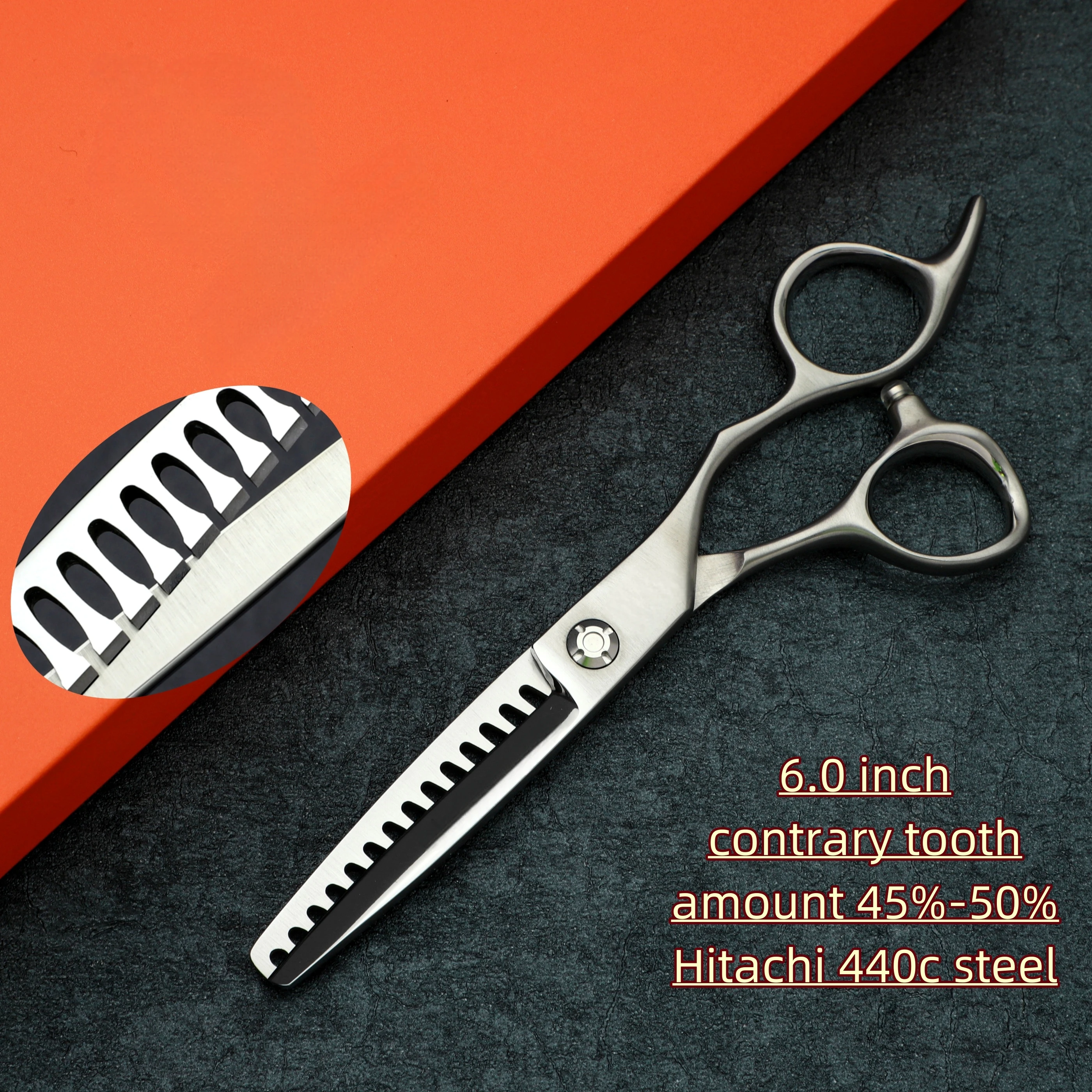 Professional barber scissors，contrary tooth thinning shears，6.0 inch Hitachi steel hair sissors，High-end Barbershop accessories