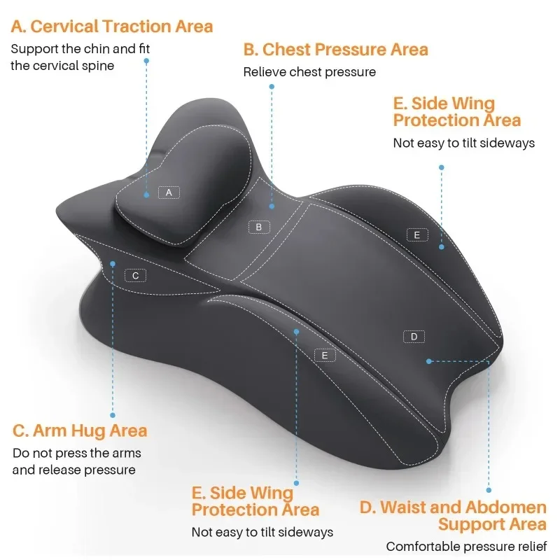 Multi-Positional Wedge Pillow Memory Foam Ergonomic Prone Pillow with Removable Cover Couple Bed Pillow for Body Pain Relief