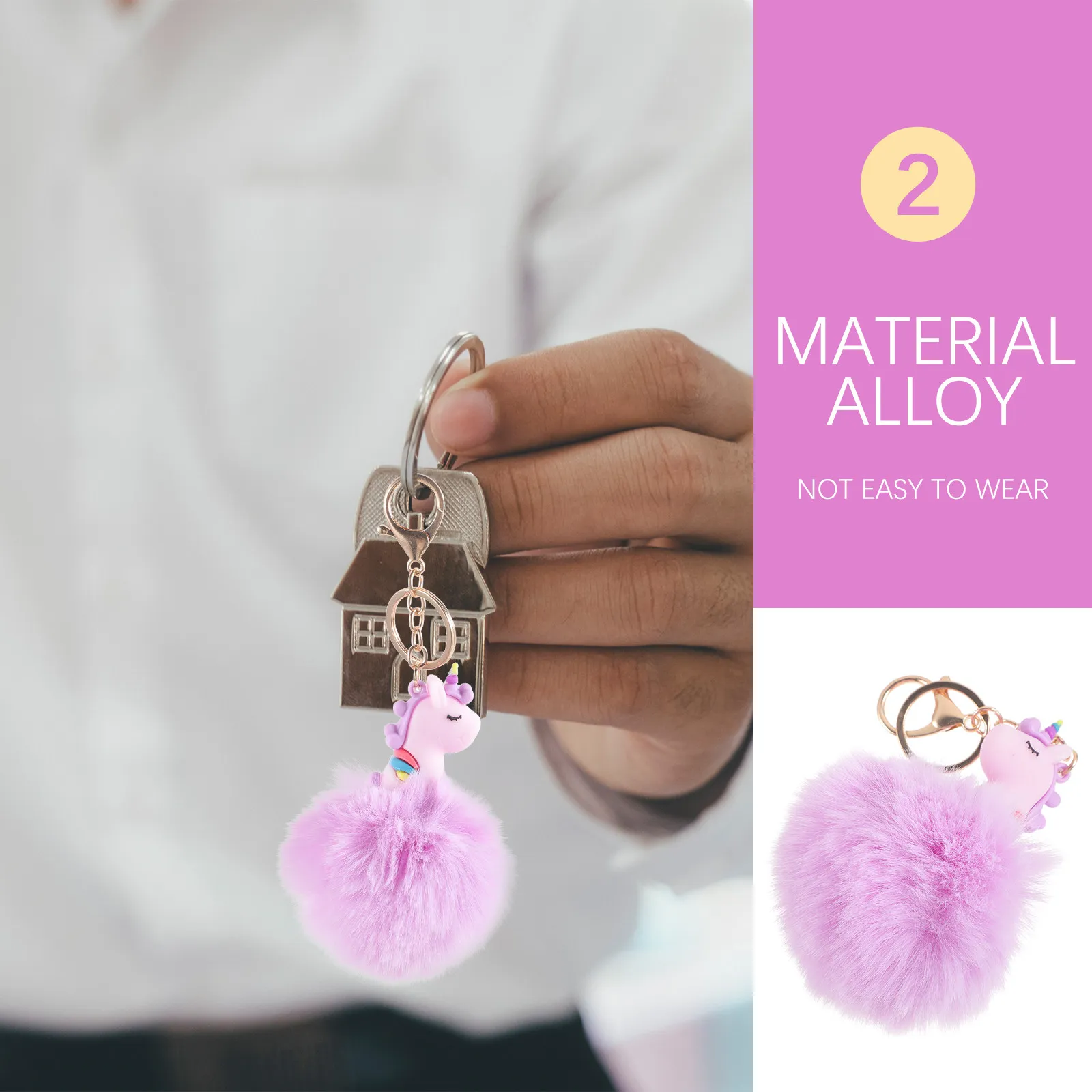 

2pcs Keychains Purple Gold Alloy Keychain Bag Decor Pendant Gifts for Girlfriends Classmates Friends