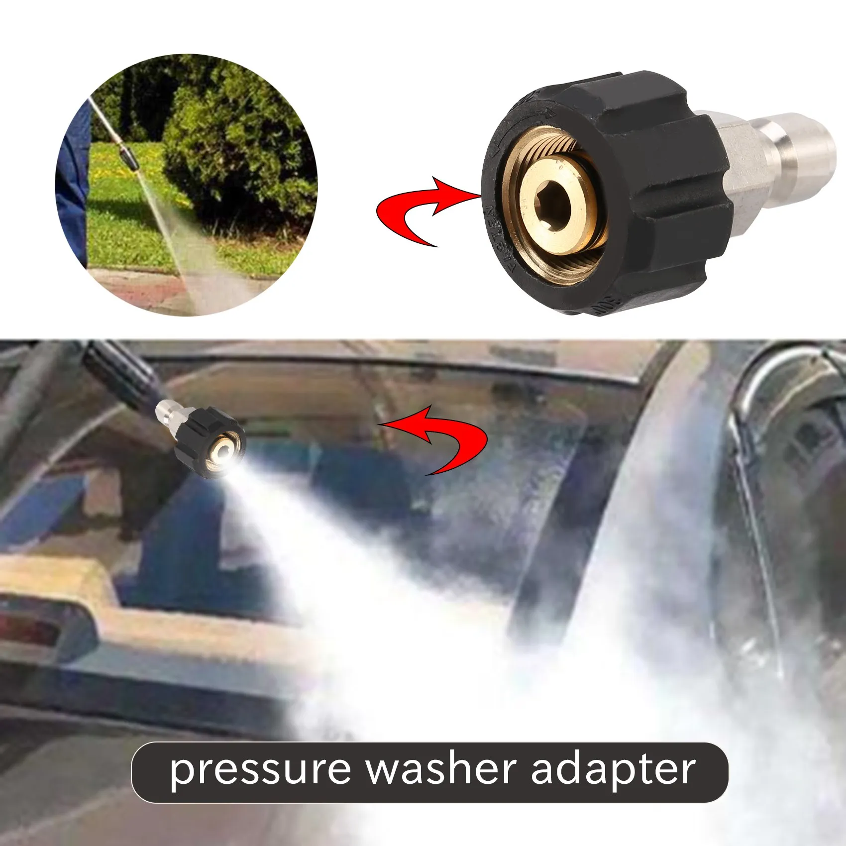 Conjunto de adaptador de lavadora de alta pressão Luckshopping Kit de conexão rápida, métrico M22-15Mm, TWIS292