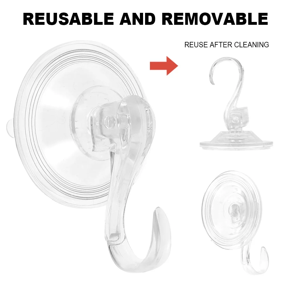 4/8Pcs Suction Cup Hooks Clear Reusable Heavy Duty Vacuum Suction Cup Hooks for Glass Shower Wall Window Kitchen Bathroom