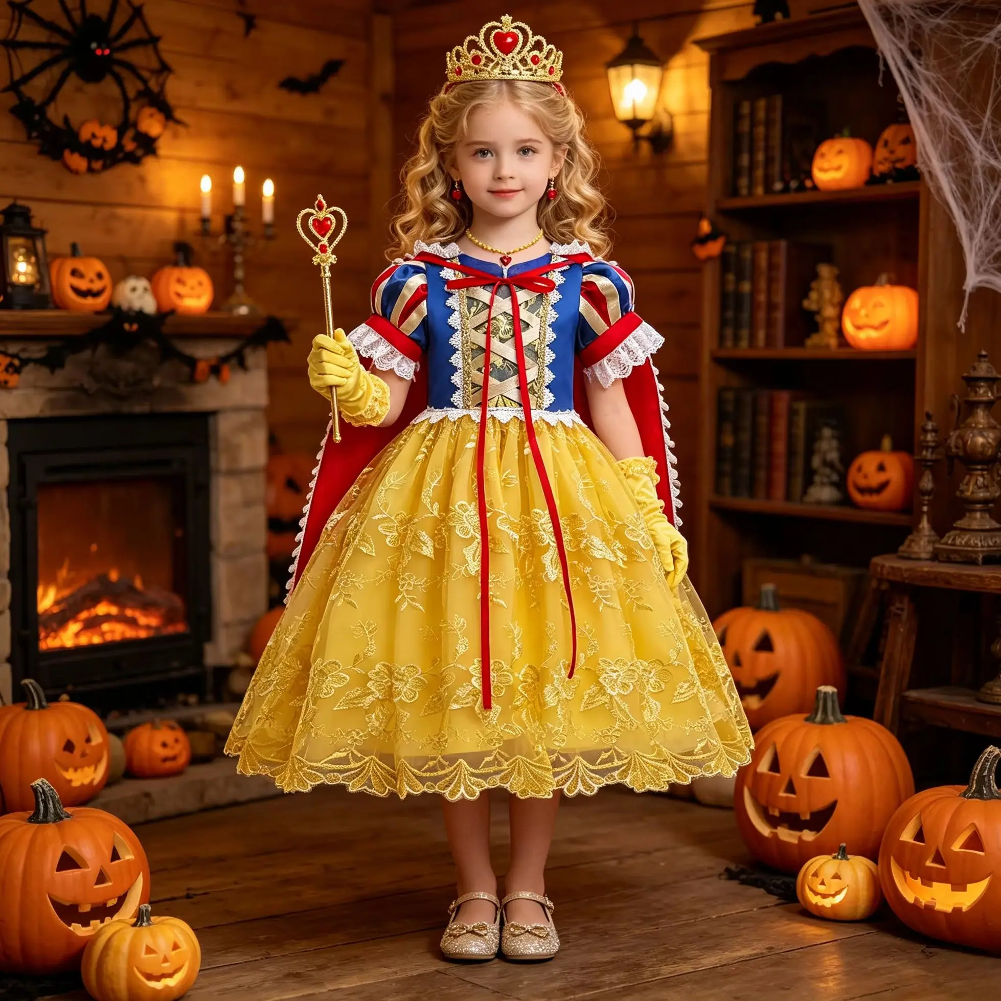 Kids Fancy Snow Princess Dress With Accessories For Girls Clothes Kids Halloween Carnival Birthday Party Performance Outfits