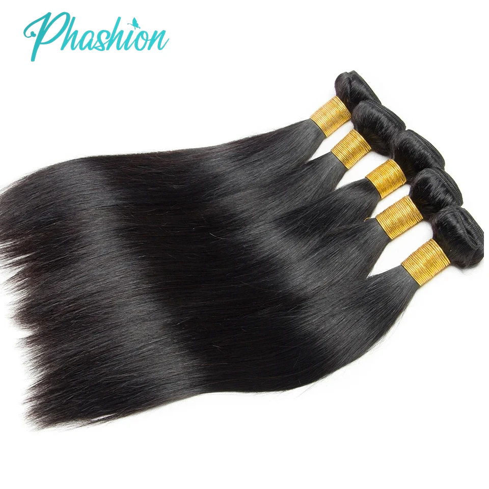 Phashion Straight Human Hair Bundles 1/3 Pcs/Lot 30 32 Inch Remy Hair Extensions For Black Women Brazilian Weave Natural Color