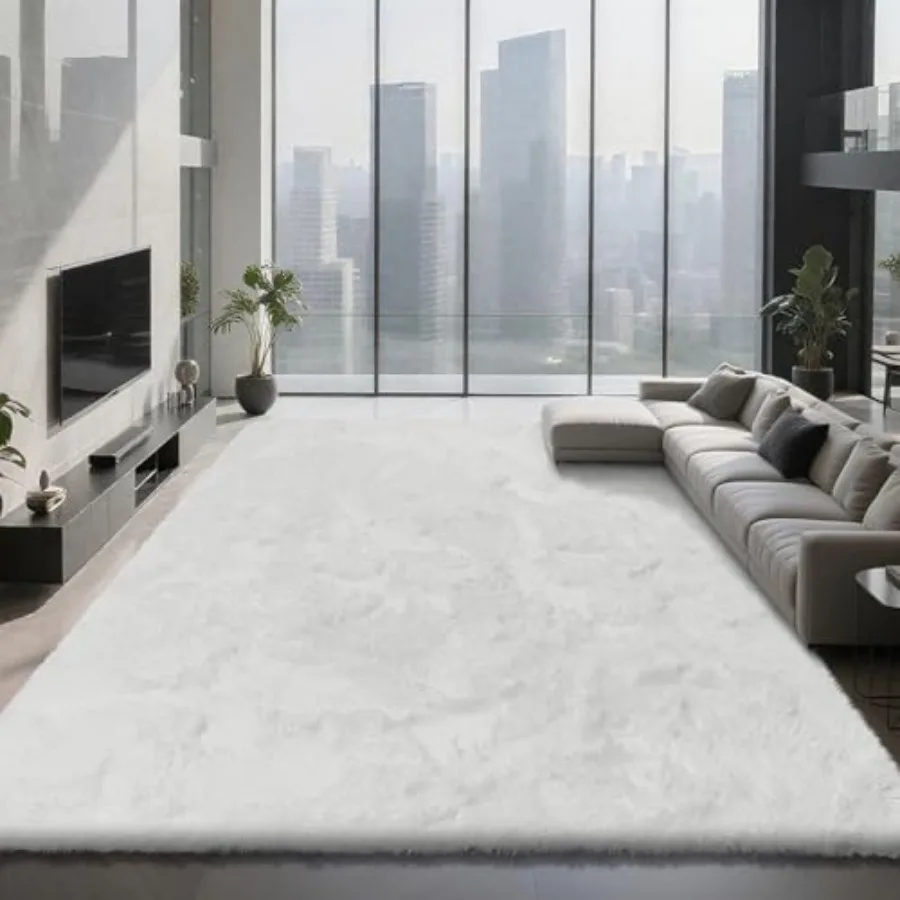 

Ultra Soft White Fluffy Shag Area Rugs for Bedroom and Living Room 6X9 Indoor Carpets Ideal for Dorm Nursery Room Home Decor En