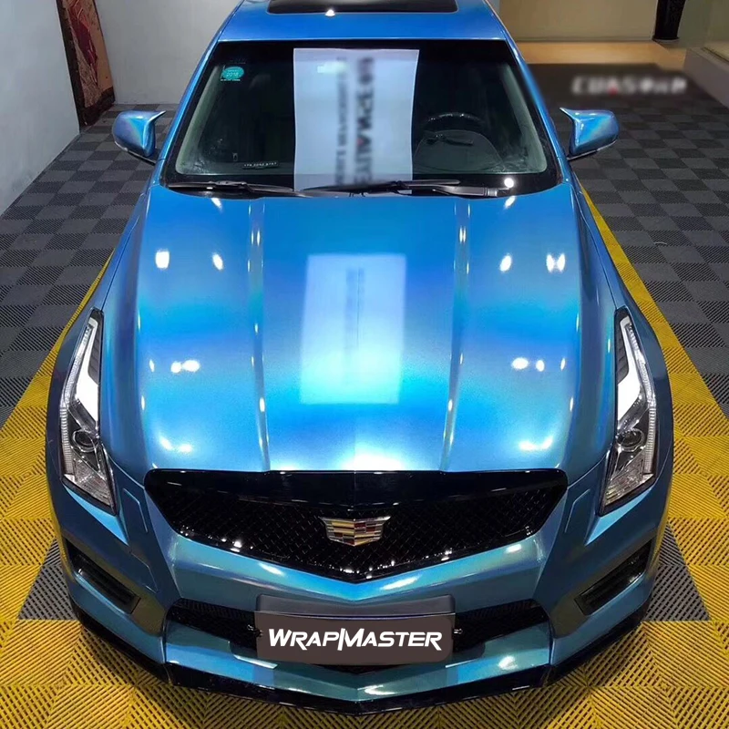 Vinyl wrap shop plastic hood protector Gloss Iridescent Laser Blue liner Vinyl working with  car protector film