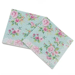 20 Pieces Flower Print Paper Vintage Style Tissue Grass Towel Dining Placemat Wedding Party Supplies Napkins Hotel