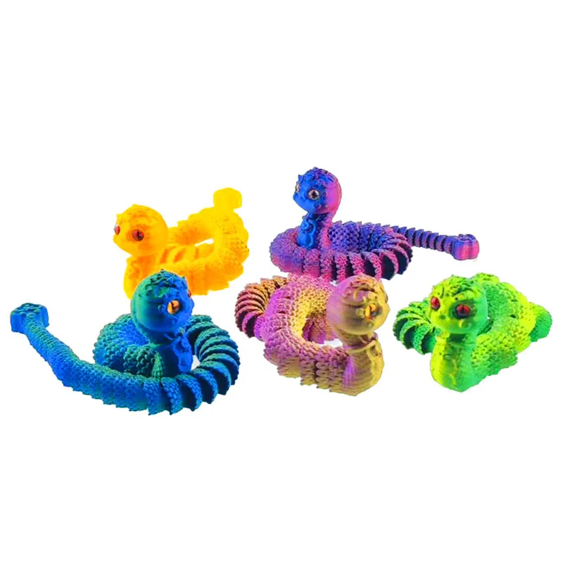 3d Gradient Printed Animal Snake, Multi-color Flexible Articulated Simulate Snake Baby Eco-friendly Household Desktop Ornaments