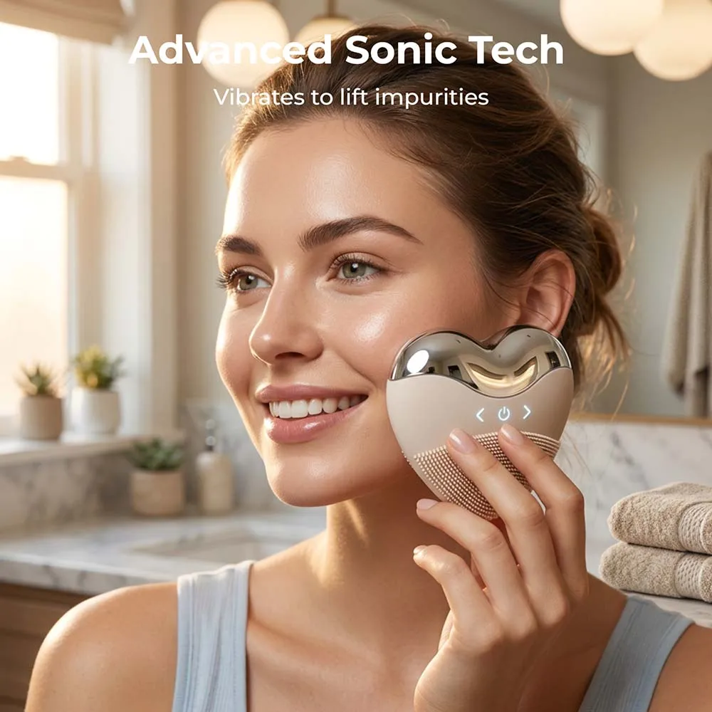 Heart-Shaped Rechargeable Waterproof Silicone Face Cleanser Festival Gift for her