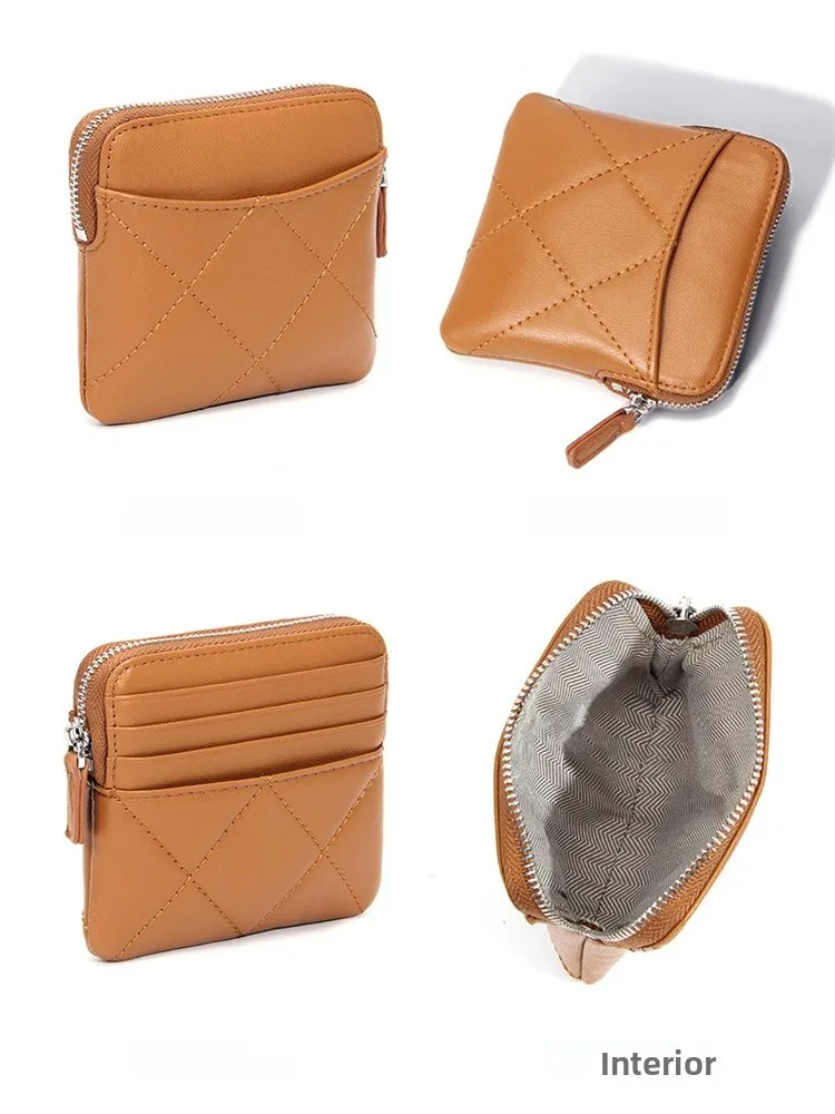 

Чистый цвет, кожаный кошелек для монет с ромбовидным узором, кошелек на молнии для хранения наушников, Новое поступление, женский милый квадратный кошелек, ва...
