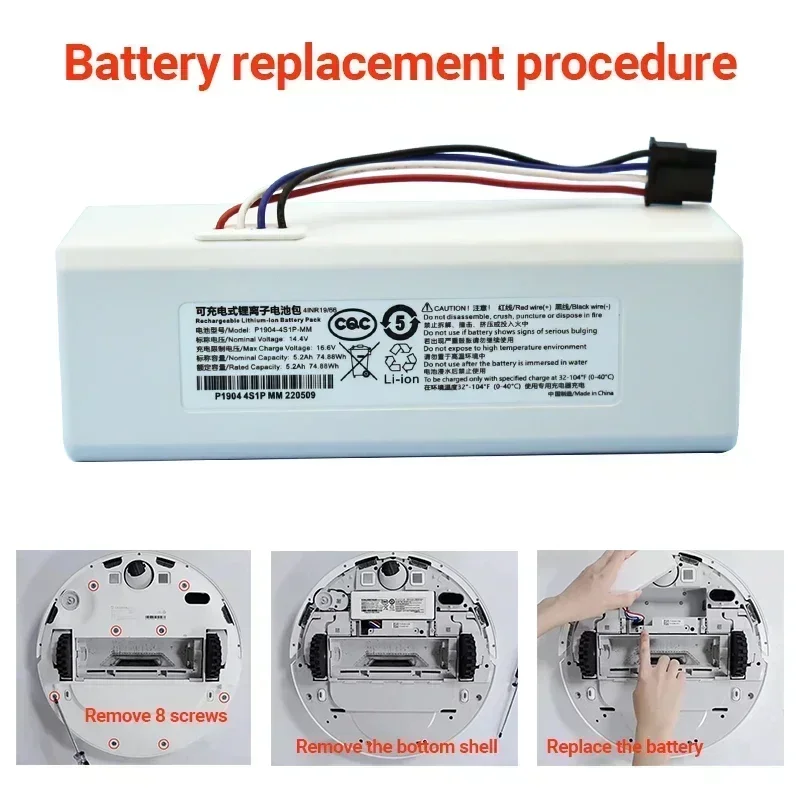 Original roboter batterie 1c P1904-4S2P-MM für xiaomi mijia mi staubsauger fegen wisch roboter ersatz batterie g1