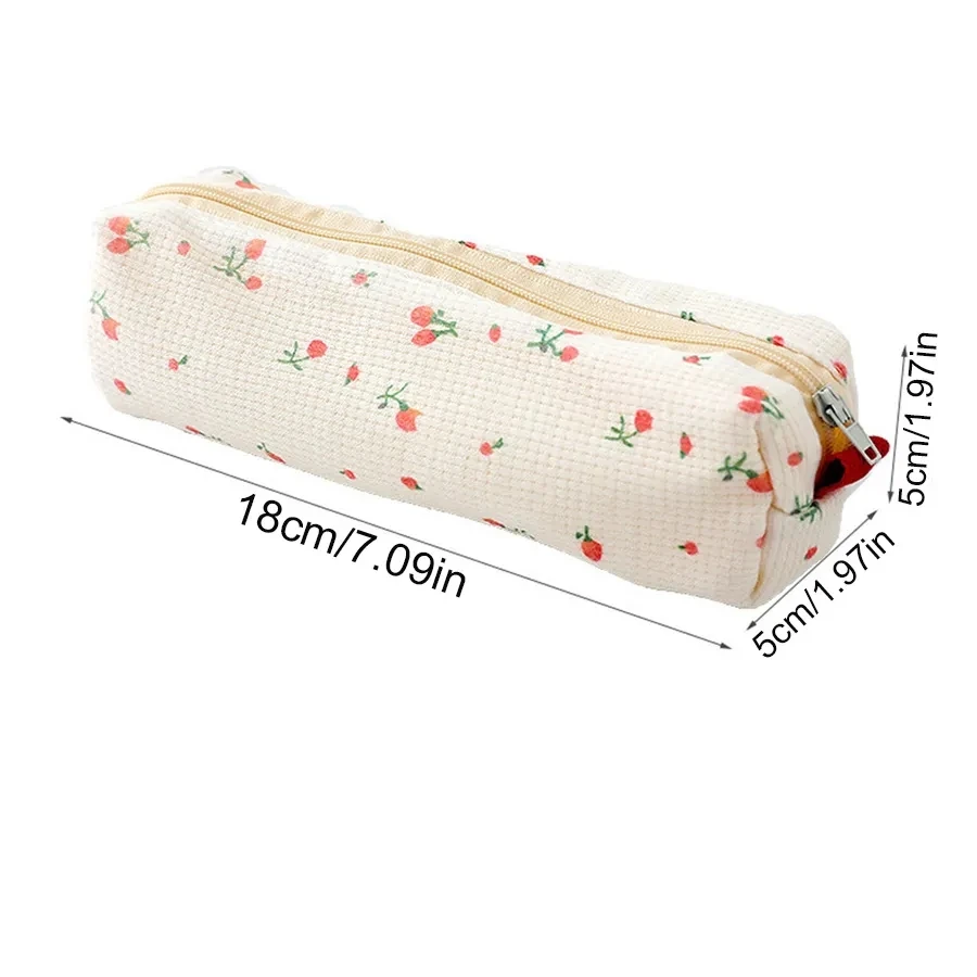 Kawaii Floral Pencil Bag Small Flowers Pencil Cases Cute Simple Pen Bag Students Stationery Storage Bags School Supplies