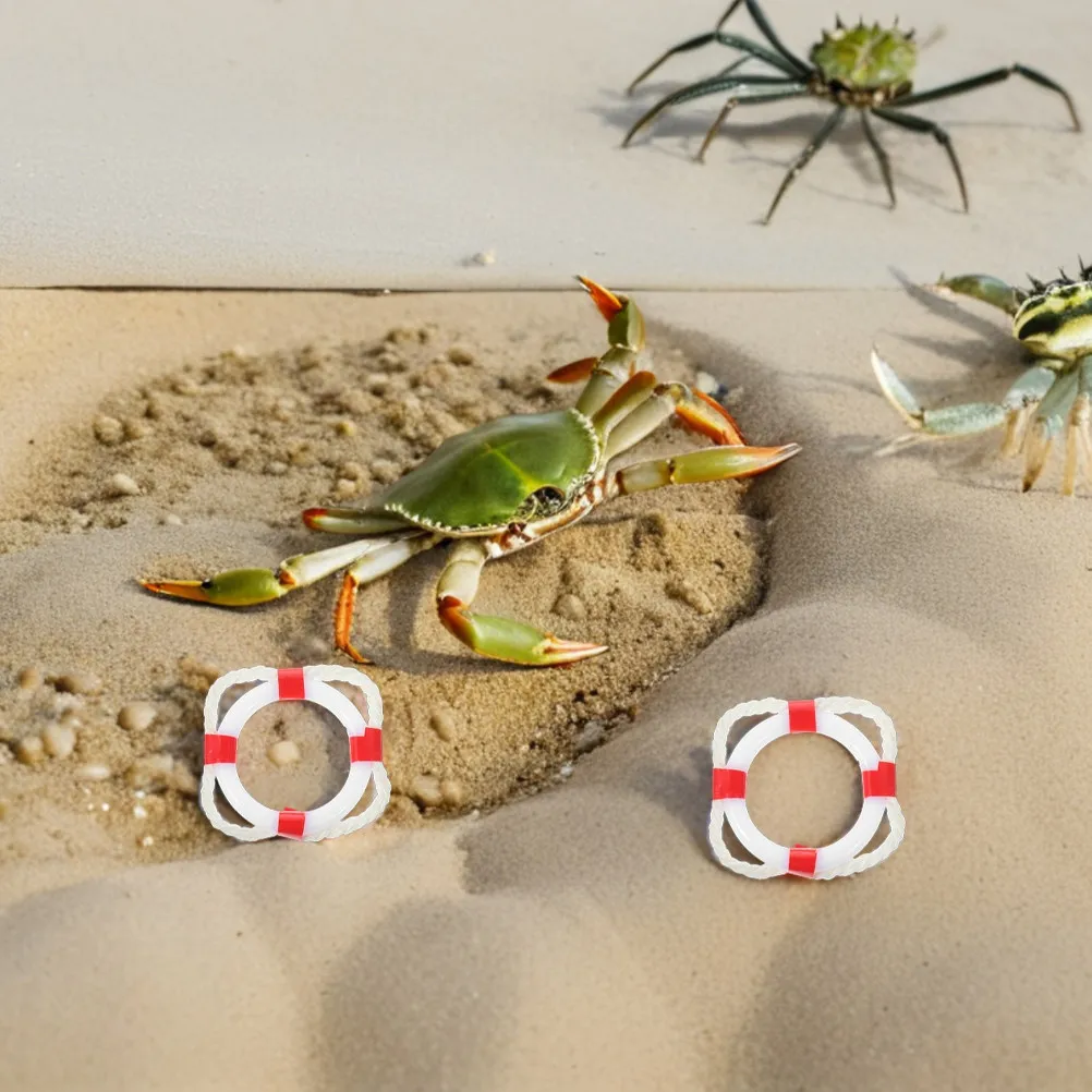 12Pcs Mini Lifebuoy Ornament Mediterranean Style Plastic Mini Beach Buoy for Beach Decor DIY Fairy Garden Scene