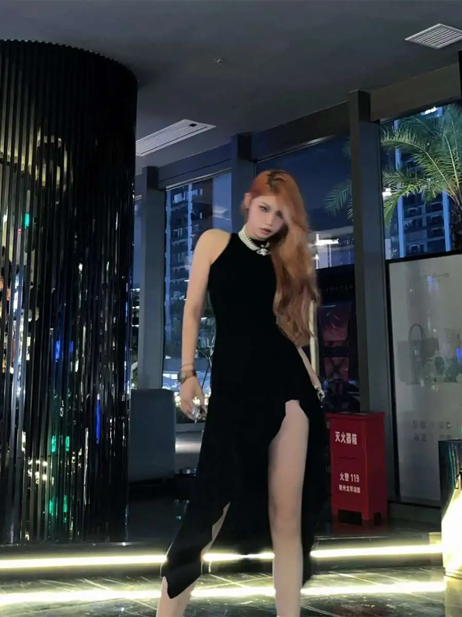 Vestido elástico liso sin mangas de Color elegante Irregular novedad de verano vestido ajustado picante para niña moda Sexy dulce vestidos de mujer M7YM