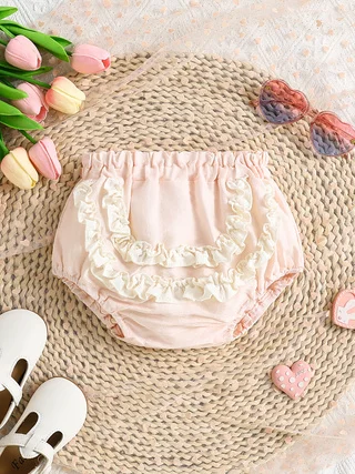 Baby Toddler Spring Summer Pink Lace Trim Bloomer Pants Cloud Soft Cute Butt Shorts Girls Cute Apparel Infant Fashion