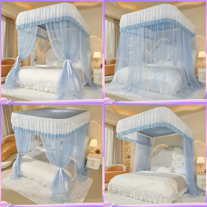 U-shaped rail palace mosquito net household double track bracket 1.8 meters landing Nordic ins princess wind mosquito proof