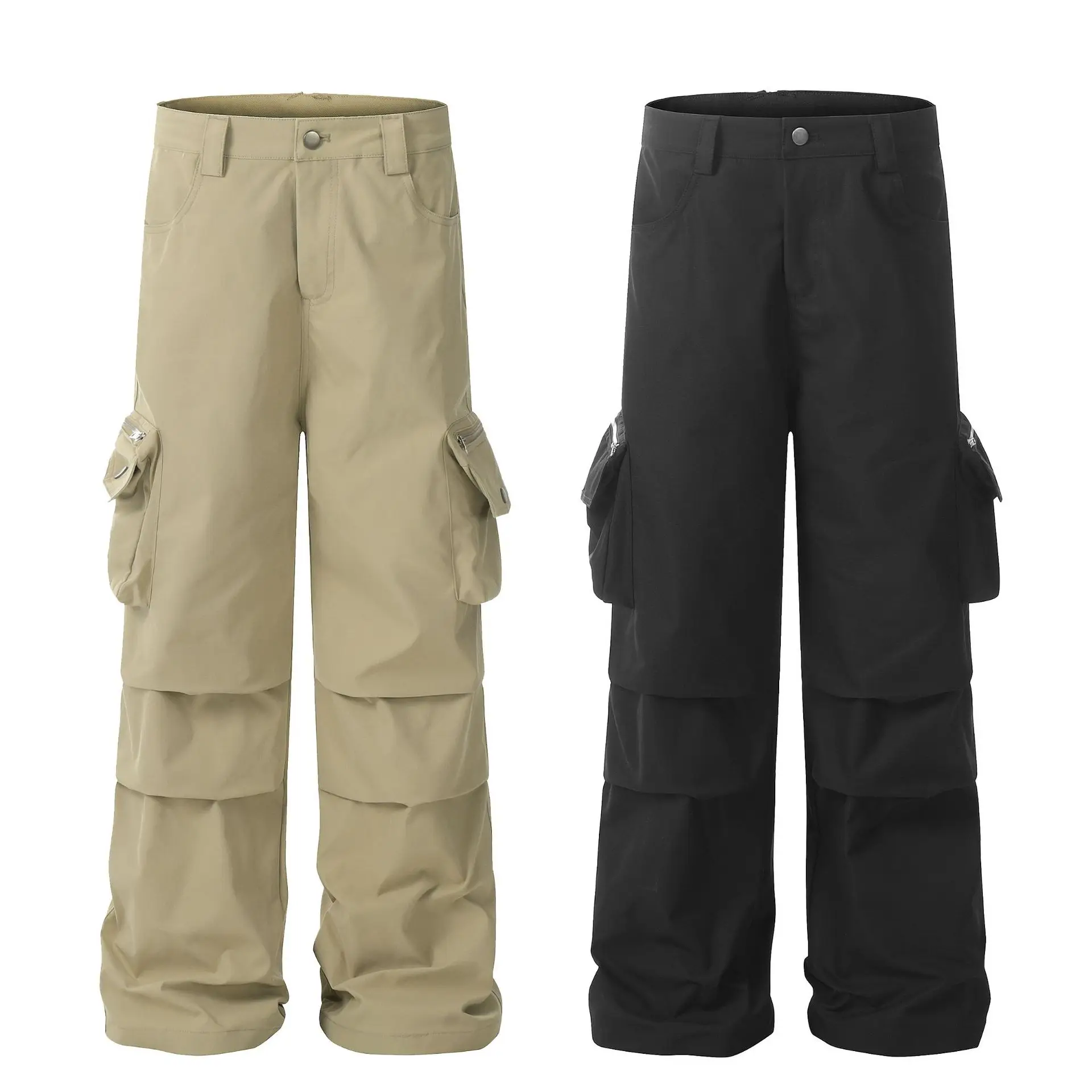 OR FL Design Sense Pleat American Paratrooper 100 Cotton Women Cargo Trousers Women's Trendy Brand Zipper Pocket Wide Leg Pants