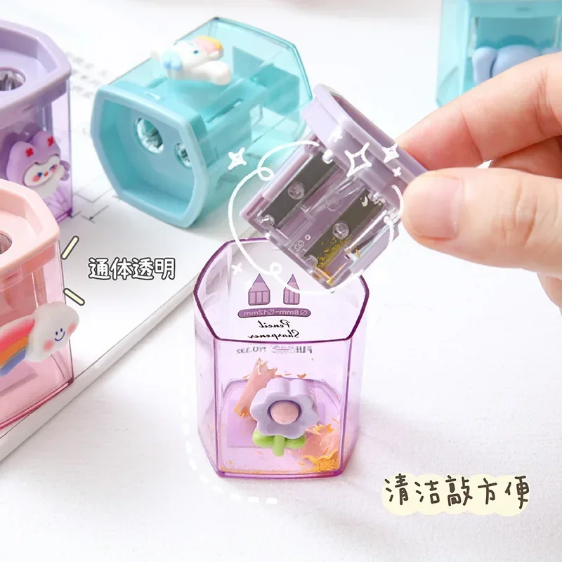 Pencil Sharpener Cute Cartoon Children's Creative Double Hole High Value Stationery for Primary School Students