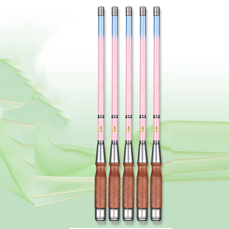 Joran pancing serat karbon sangat pendek, tongkat pancing dengan garis putih di mulut, joran pancing bagian Ultra keras portabel Mini