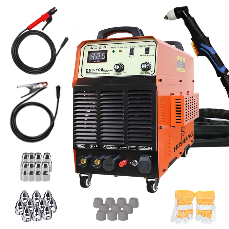 Portable 80 amp dual voltage industrial grade LGK built-in air pump CUT/MMA 2 in 1 plasma cutting machine with air compressor