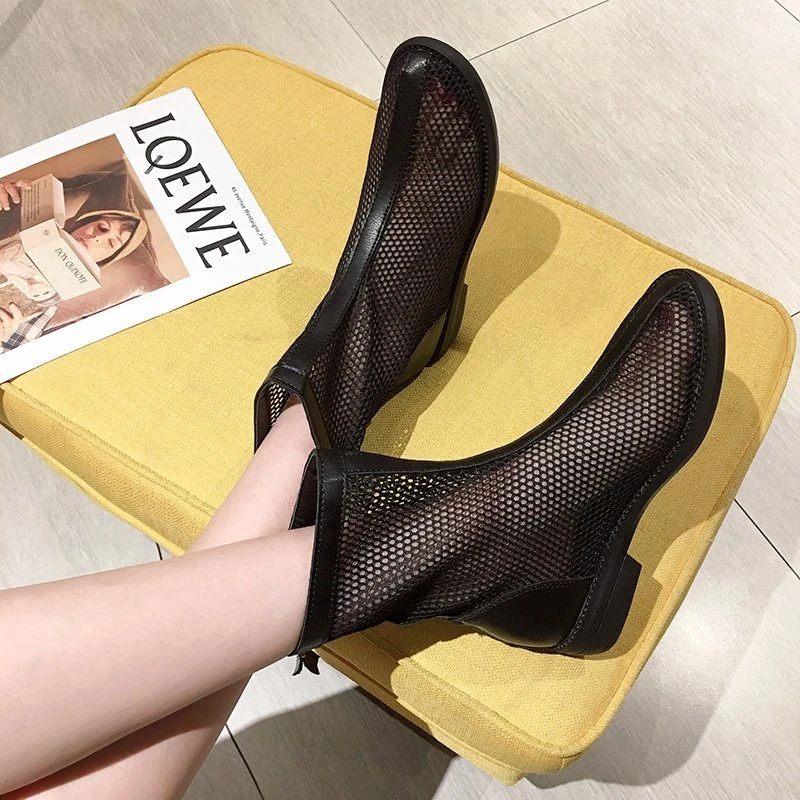 

New Fashion Summer Hollow Sandals Elegant Sexy Mesh Breathable Cool Sandals Women's Street Shoes Zapatos De Mujer