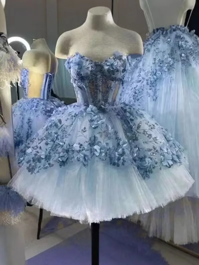 JEHETH Glittering 3D Flowers Lace Quinceanera Dresses Ball Gown Short  Sweetheart Party Evening Party Gowns Corset 2026
