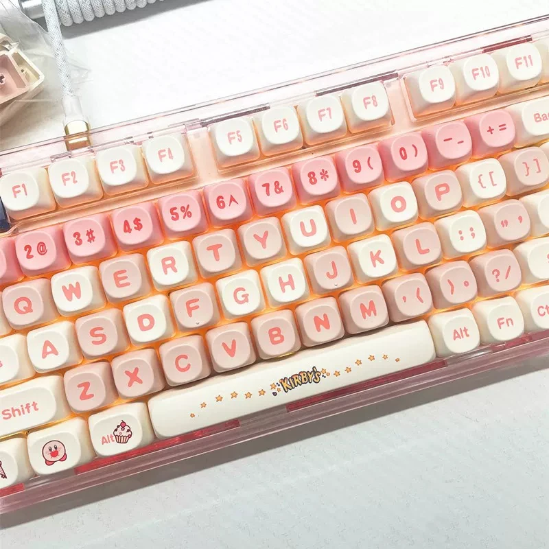 Kawaii Cute Kirby Themed Keycaps MOA Profile PBT Sublimation MX Switch Alice Layout Cute Mechanical Keyboard Keycaps for Girls