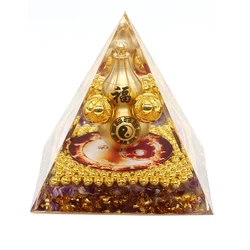 Energie pyramide Orgonit natürliche Amethyst Kugel Reiki Heil kristalle Chakra Werkzeug Ornamente Harz Steine Handwerk Kinder Geschenk Pyramide