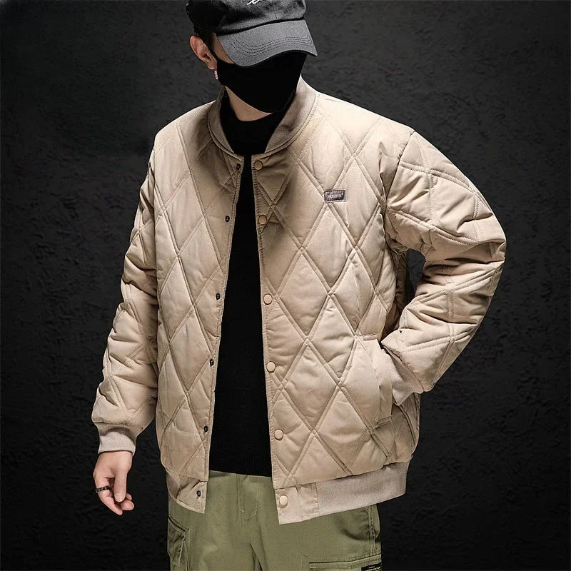 Down Jackets for Men Rhombus Parkas Man Padded Coat Padding Winter 2024 Korean Luxury Clothing Reviews Many Clothes Outer Heavy