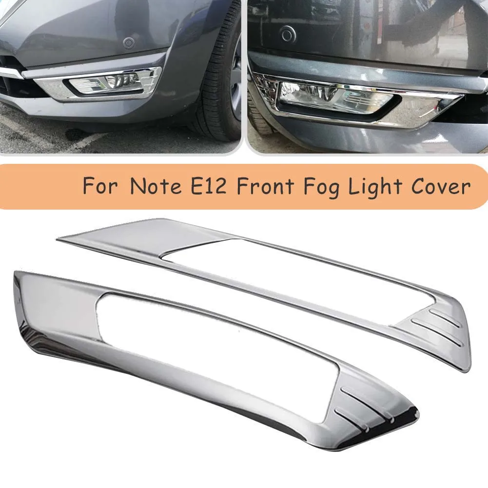 2Pcs Chromium Styling Car Front Fog Lamp Trim for Nissan Note E12 SUS304 Car Stickers Decoratie Accessories