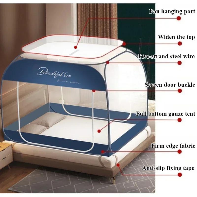 1PC Foldable Mesh Net Breathable Mosquito Net Simple Yurt Mosquito Camping Portable Tent Single Double Bed Canopy for Adult