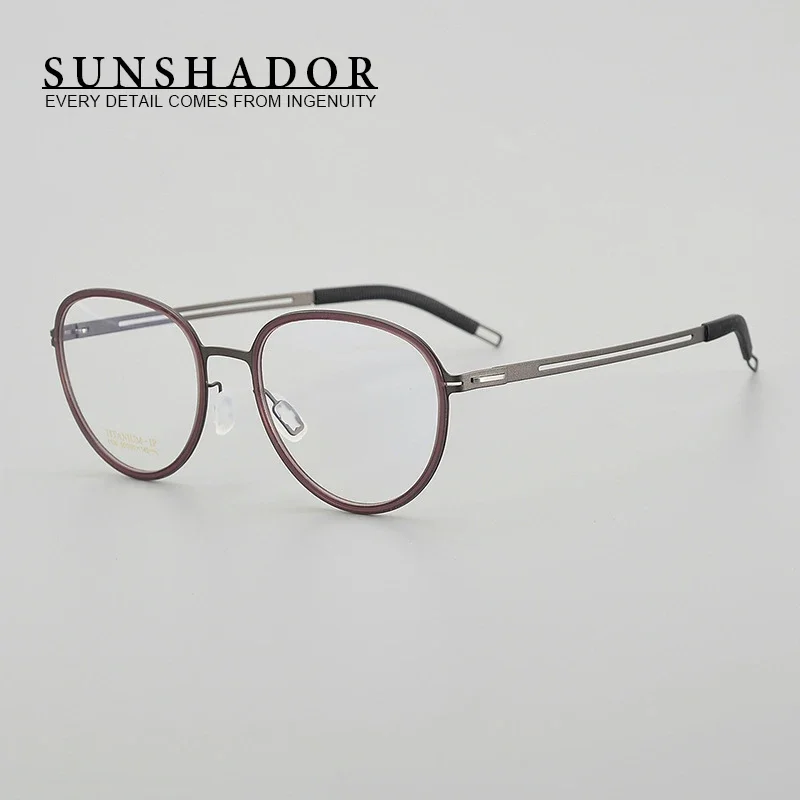 Pure titanium acetate oval retro eyeglasses Myopic presbyopia reading glasses frame Business fashion men women eyewear