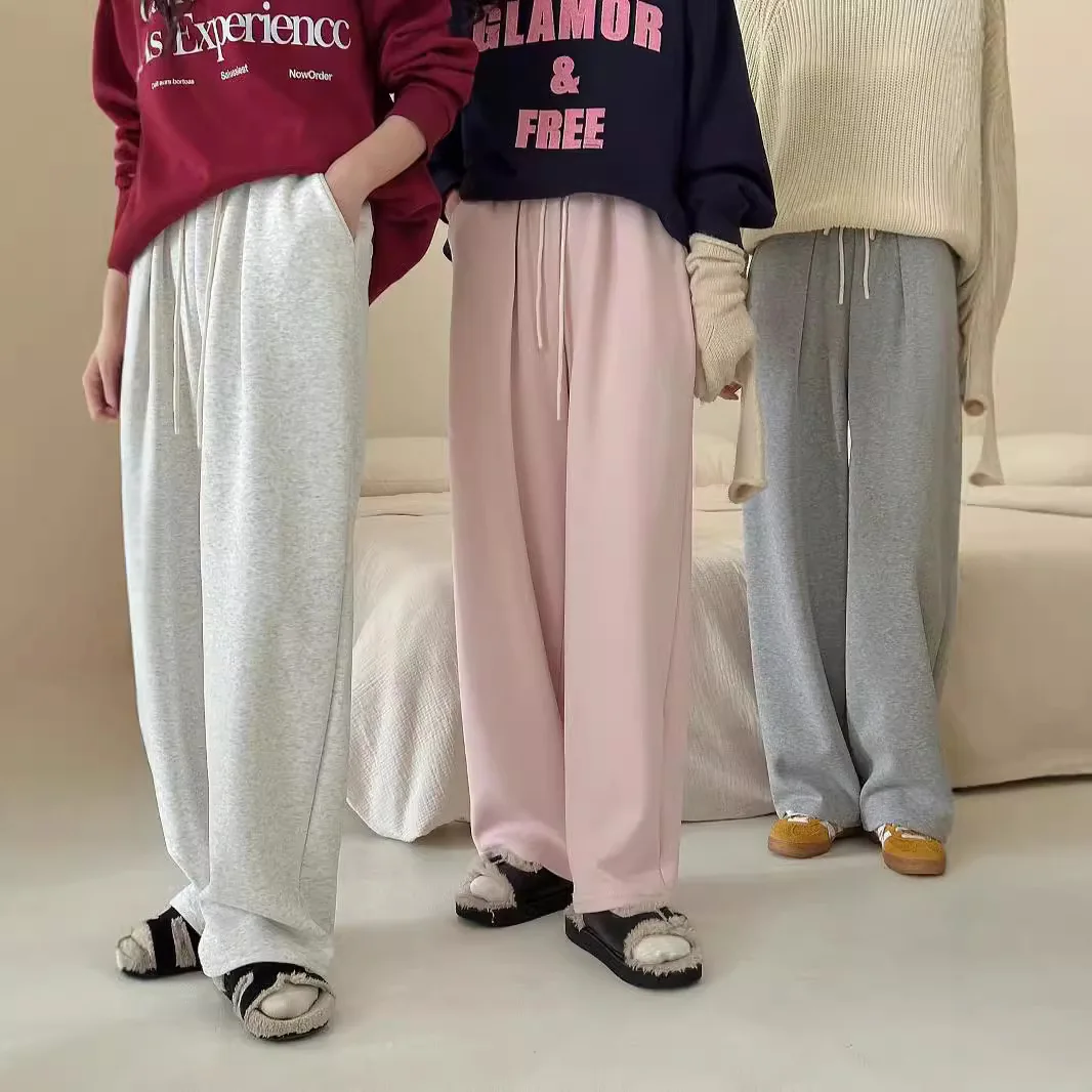 FL Korean Style Straight-Leg Bell Bottoms Casual Sweatpants Macaron Color Women's Loose Fit Cotton Trousers Versatile For Fall