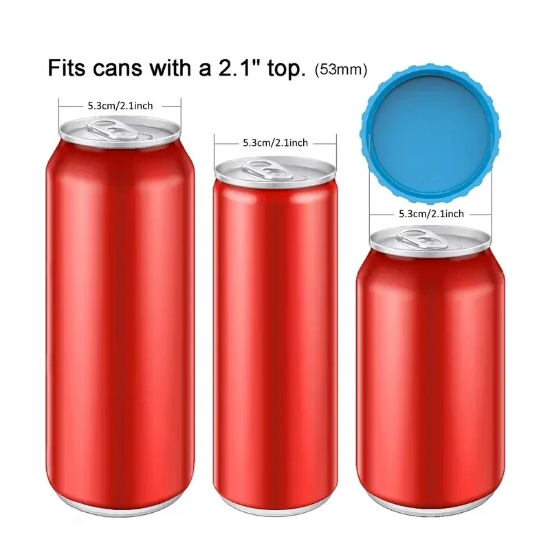 6er-Pack Silikon-Soda-Deckel für Getränkedosen, Deckel für Bierflaschen, Saftdosen, wiederverwendbarer Cola-Dosen-Sparer, 6 Farben, Dosenstopper – Detail 4