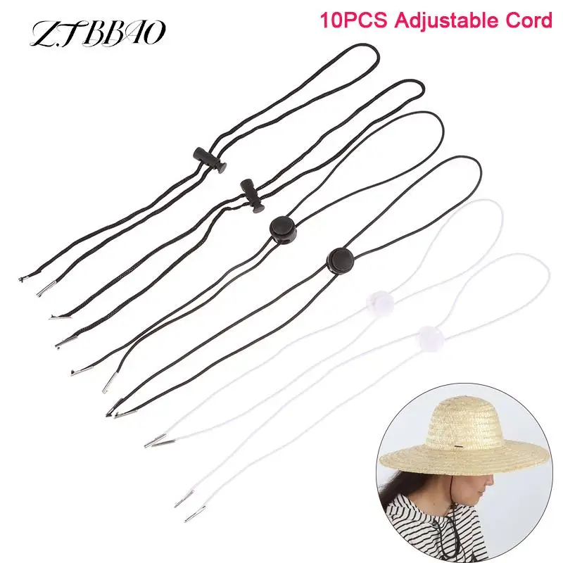 

10PCS Adjustable Cord Fasteners Windproof Rope Flexible Removable Elastic Hat Chin Cord Straps Sun Visor Bucket Hat Accessories