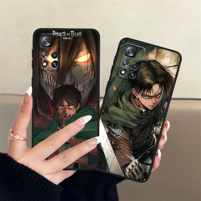 Ackerman Attack On Titan per Xiaomi Redmi 12 9C 9 redmi Note 13 12 11S 11 10 Pro Plus custodia morbida antiurto nera per telefono