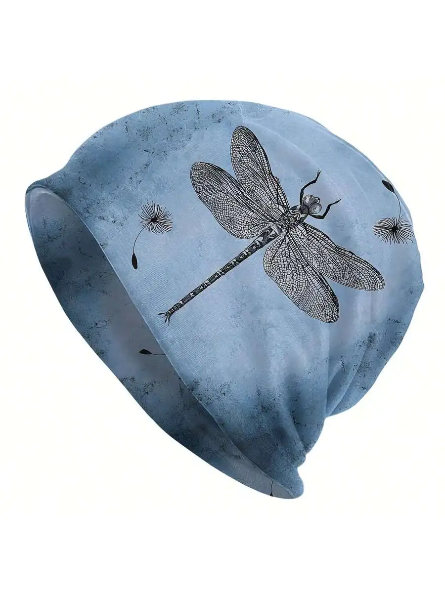 

Women Dragonfly Print Brimless Beanie Cap For Daily Outdoor Wear