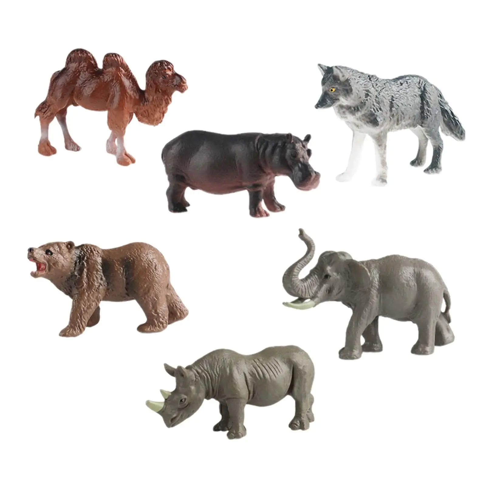 6x6 stuks dieren speelgoed beeldje dier speelset model feestartikelen verjaardagscadeaus taart topper realistisch dierenbeeld in het wild
