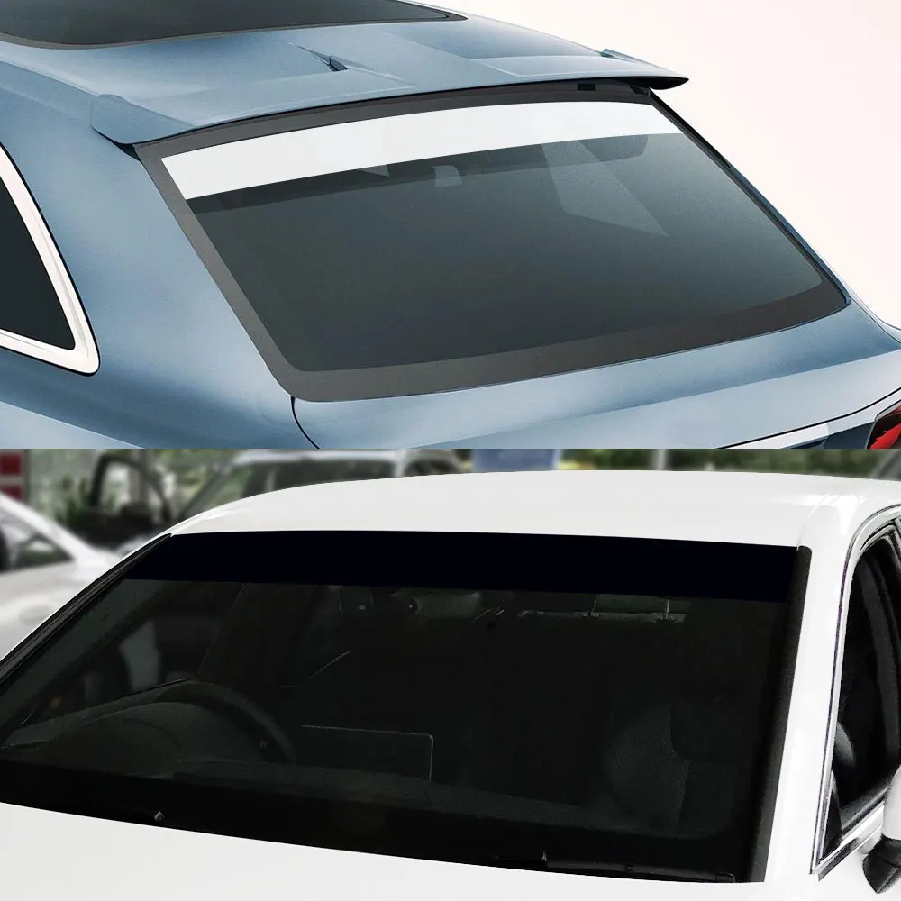 شارات شريط من الفينيل مقاومة للماء للزجاج الأمامي ، تحكم في الحرارة ، ملصقات حاجب نافذة السيارة ، مضادة للأشعة ، أبيض وأسود ، 135 × 20 سم