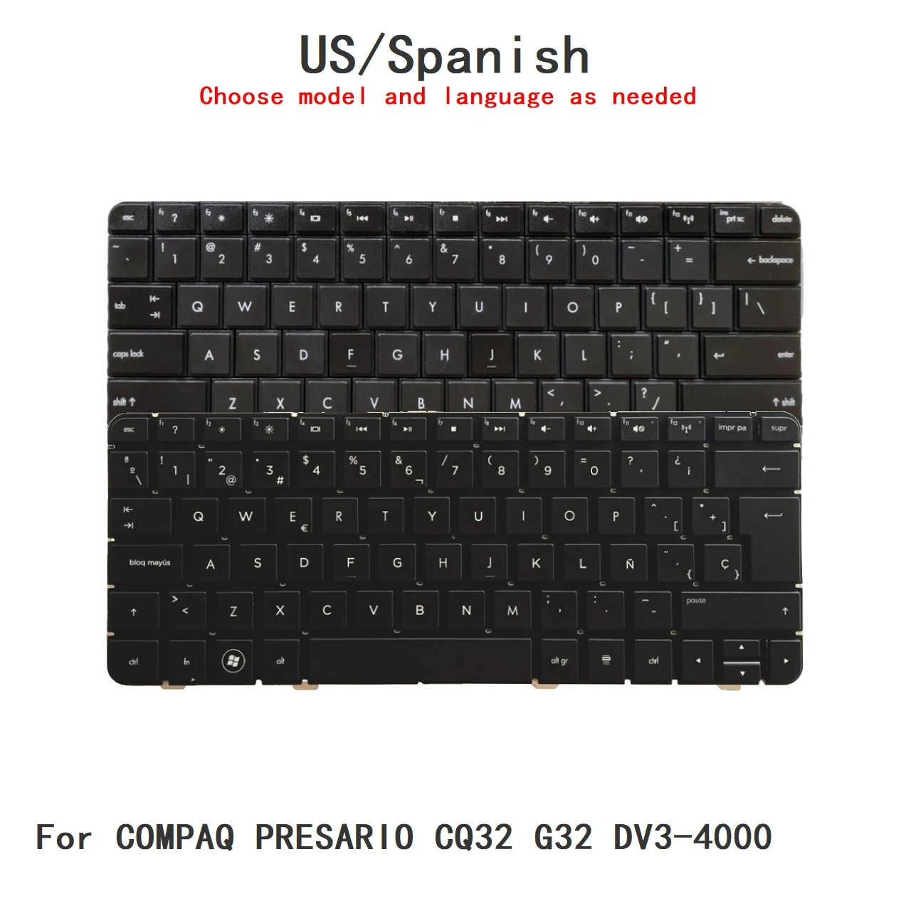 Nuevo teclado en español de EE. UU. para HP COMPAQ PRESARIO CQ32 G32 DV3-4000, teclado de repuesto para ordenador portátil
