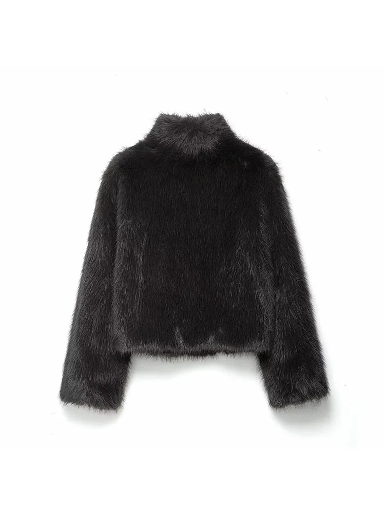 Frauen 2025, Winter Neue Faux Pelzmantel Frauen Jacken Kurze Braune Flauschigen Warme Mantel Revers Schärpen Lose Mode Kleidung Oberbekleidung